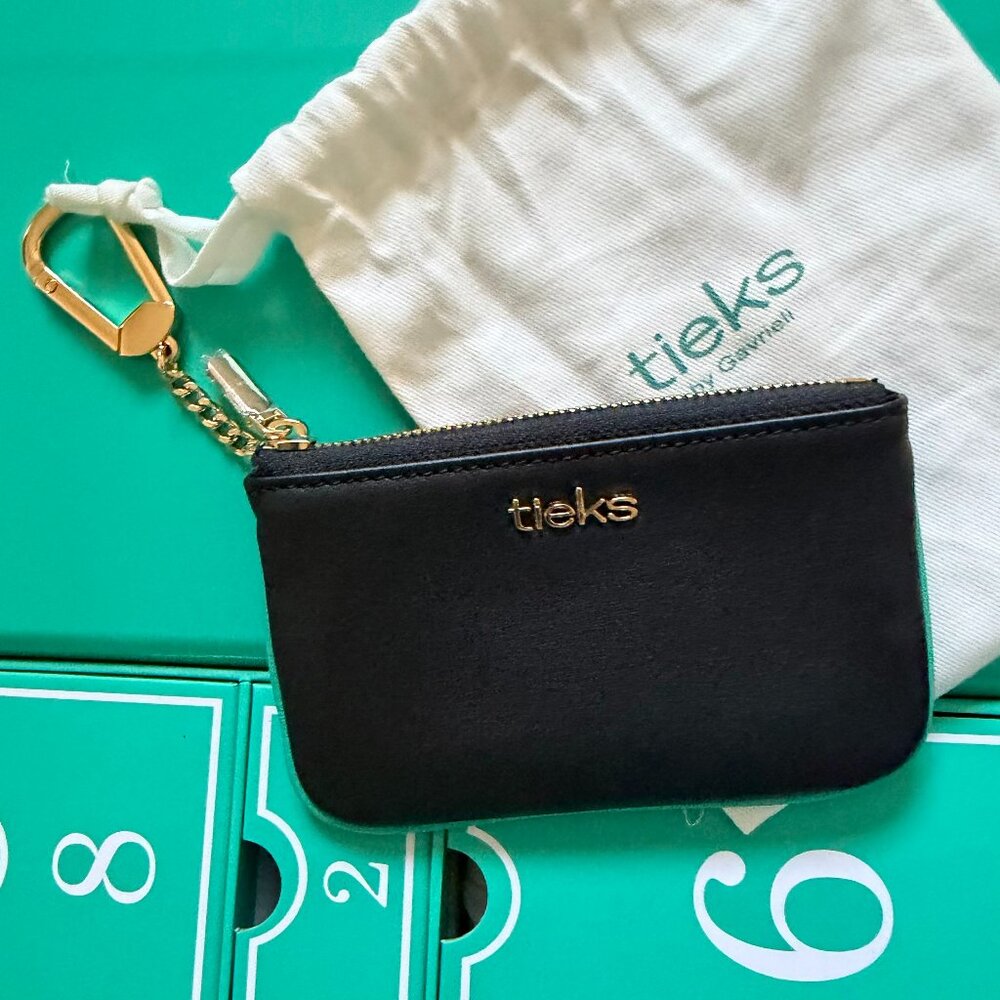TIEKS BY GAVRIELI MATTE BLACK LEATHER KEY POUCH NEW WITH BAG